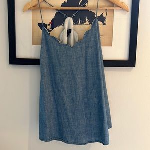 J crew tank top- denim colored cotton with adjustable racer back straps